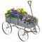 Rustic Wooden Wagon Planter with Metal Wheels for Flowers Herbs Succulents, Indoor or Outdoor